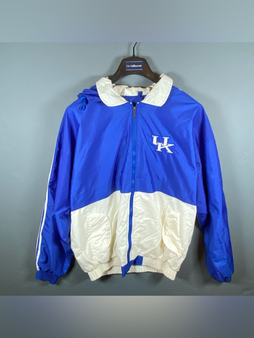 Vintage Kentucky Wildcats Wagner Wear Hooded Windbreaker Jacket Blue White XL
